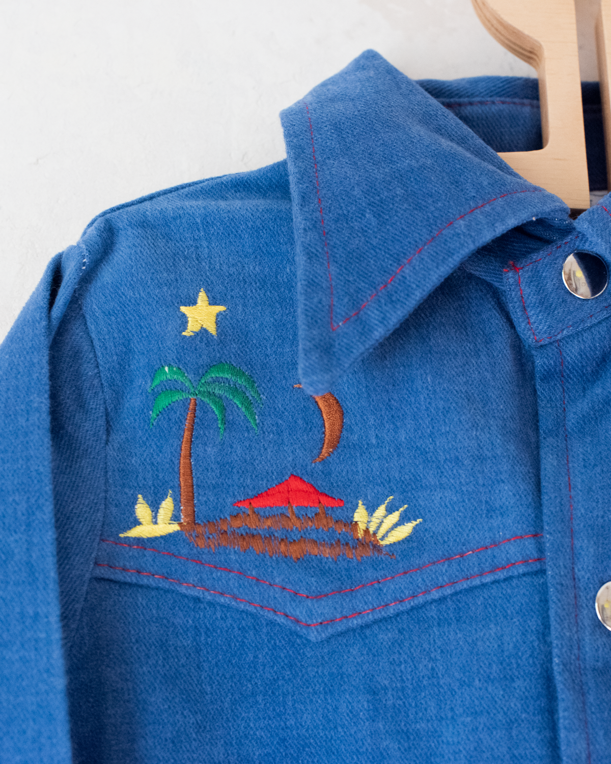 Embroidered denim set from the 70s, shirt and pants | 9-10 years