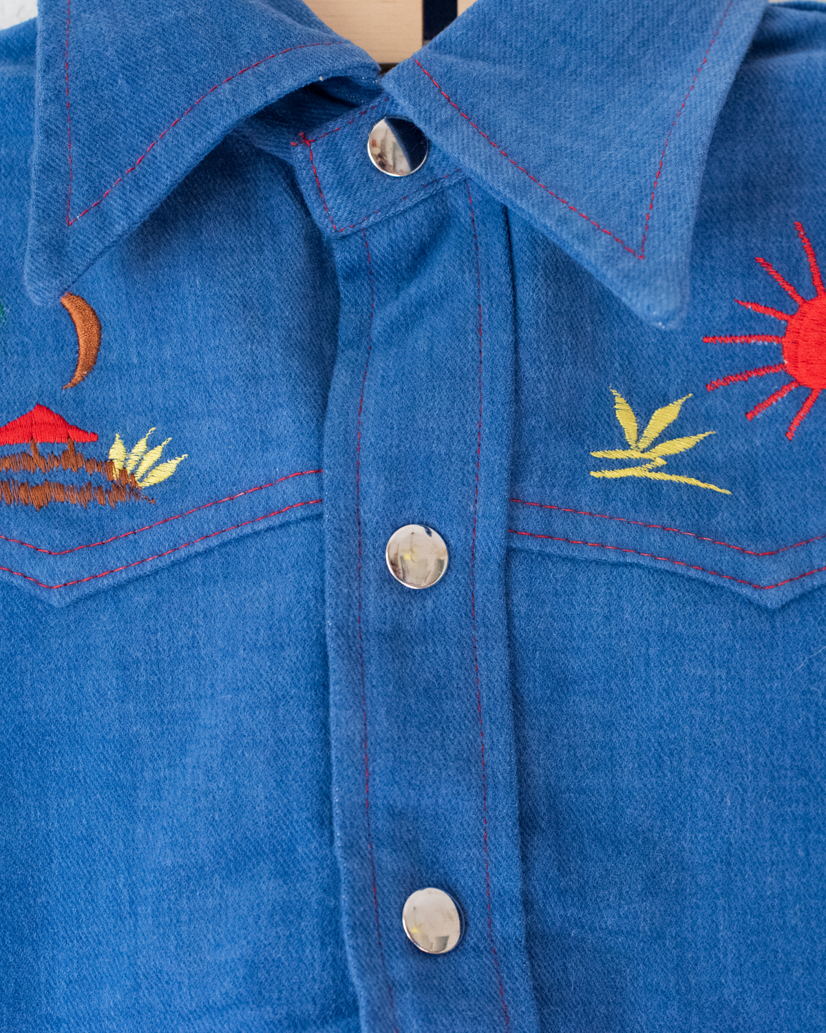 Embroidered denim set from the 70s, shirt and pants | 9-10 years
