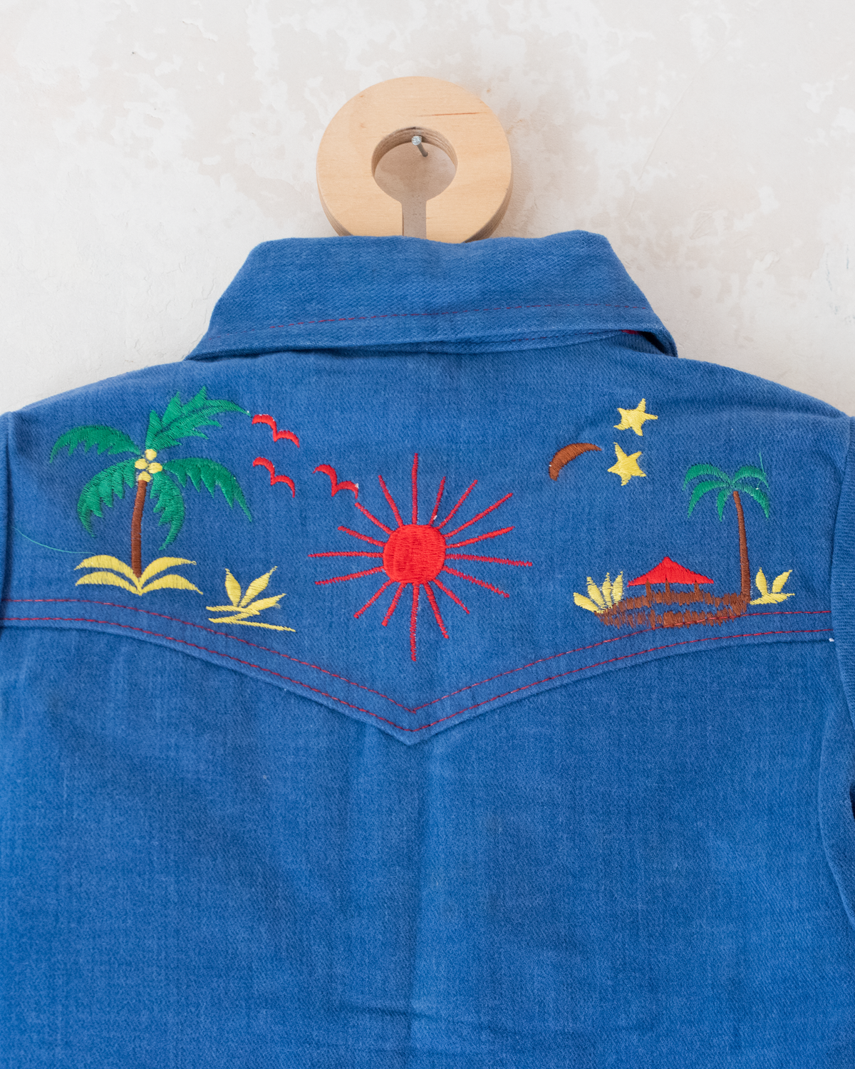 Embroidered denim set from the 70s, shirt and pants | 9-10 years