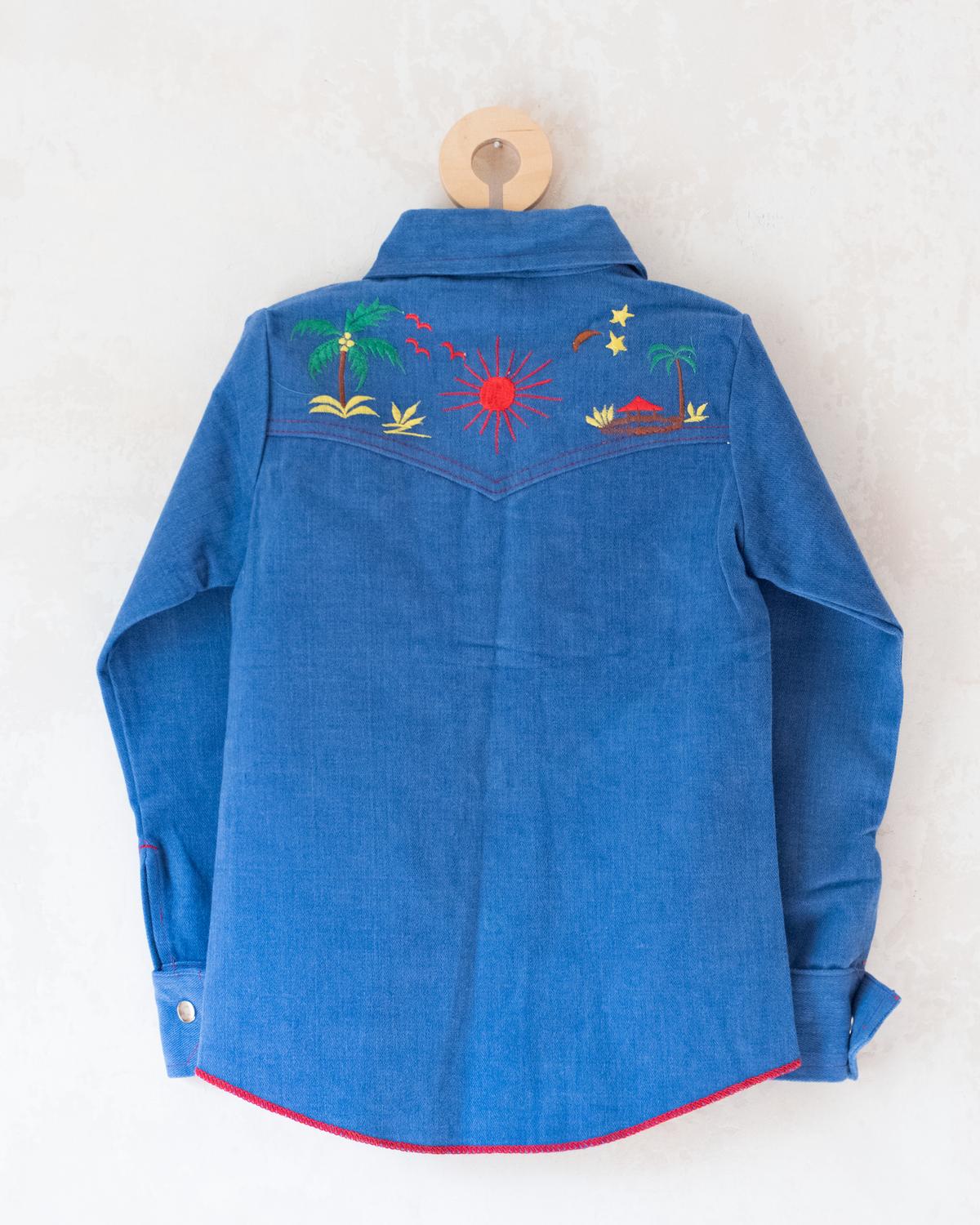 Embroidered denim set from the 70s, shirt and pants | 9-10 years