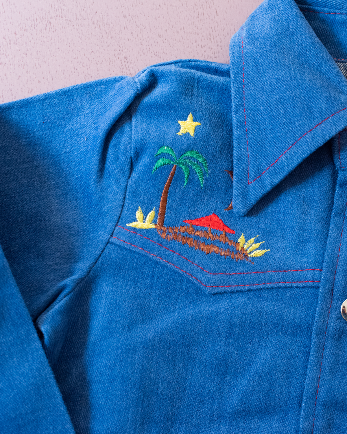 Embroidered denim set from the 70s, shirt and pants | 9-10 years