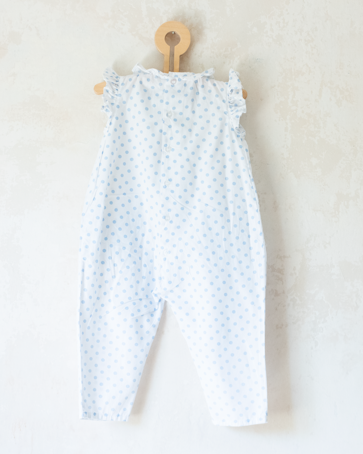 White polka dot jumpsuit | 18-24 months