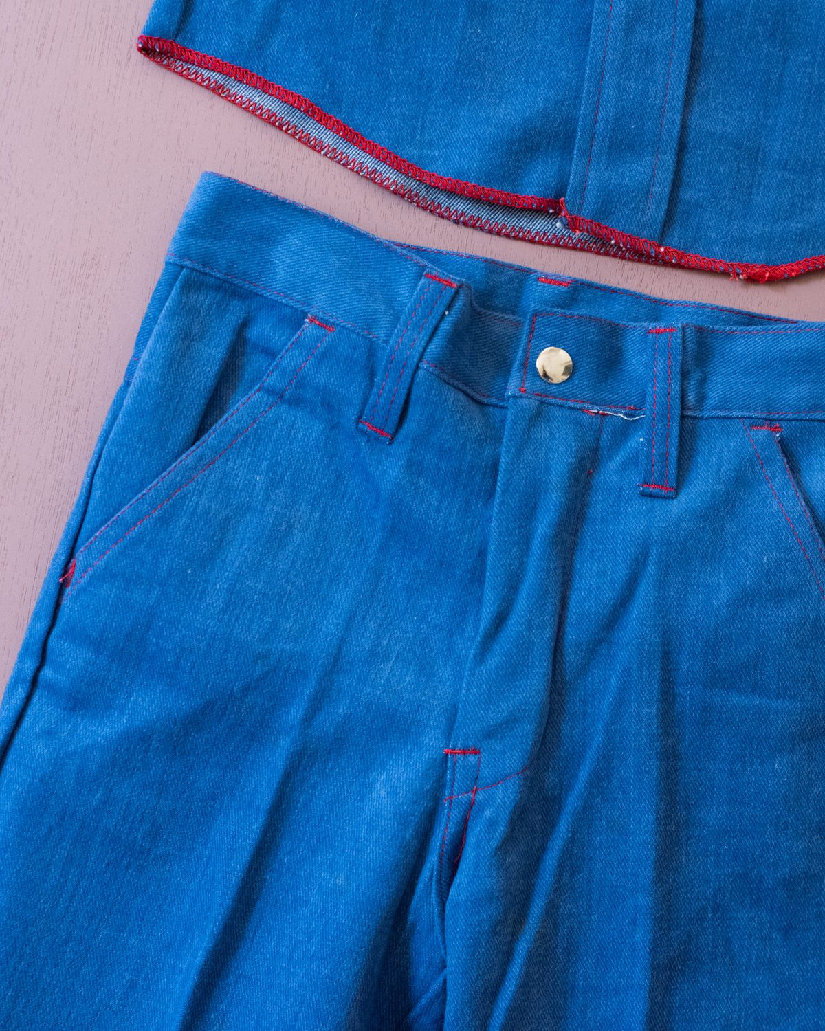 Embroidered denim set from the 70s, shirt and pants | 9-10 years