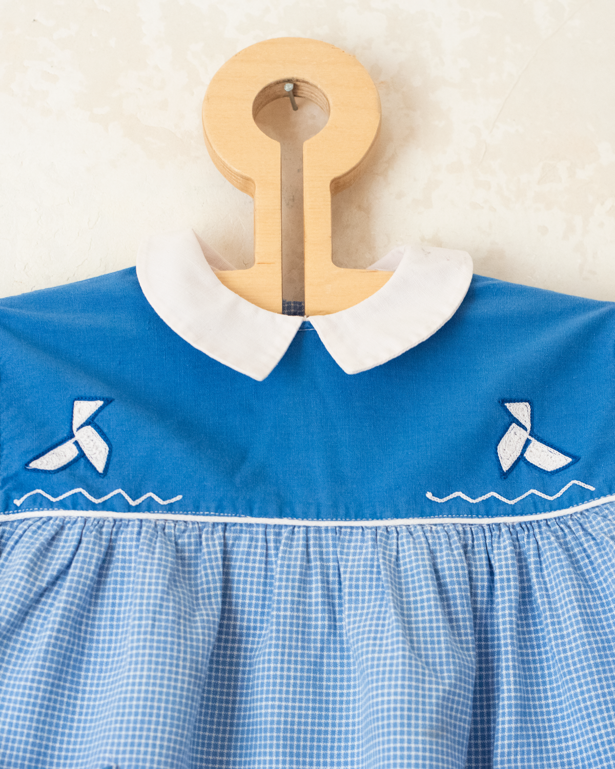 French Plaid Shirt with Collar and Embroidery | 2-3 Years