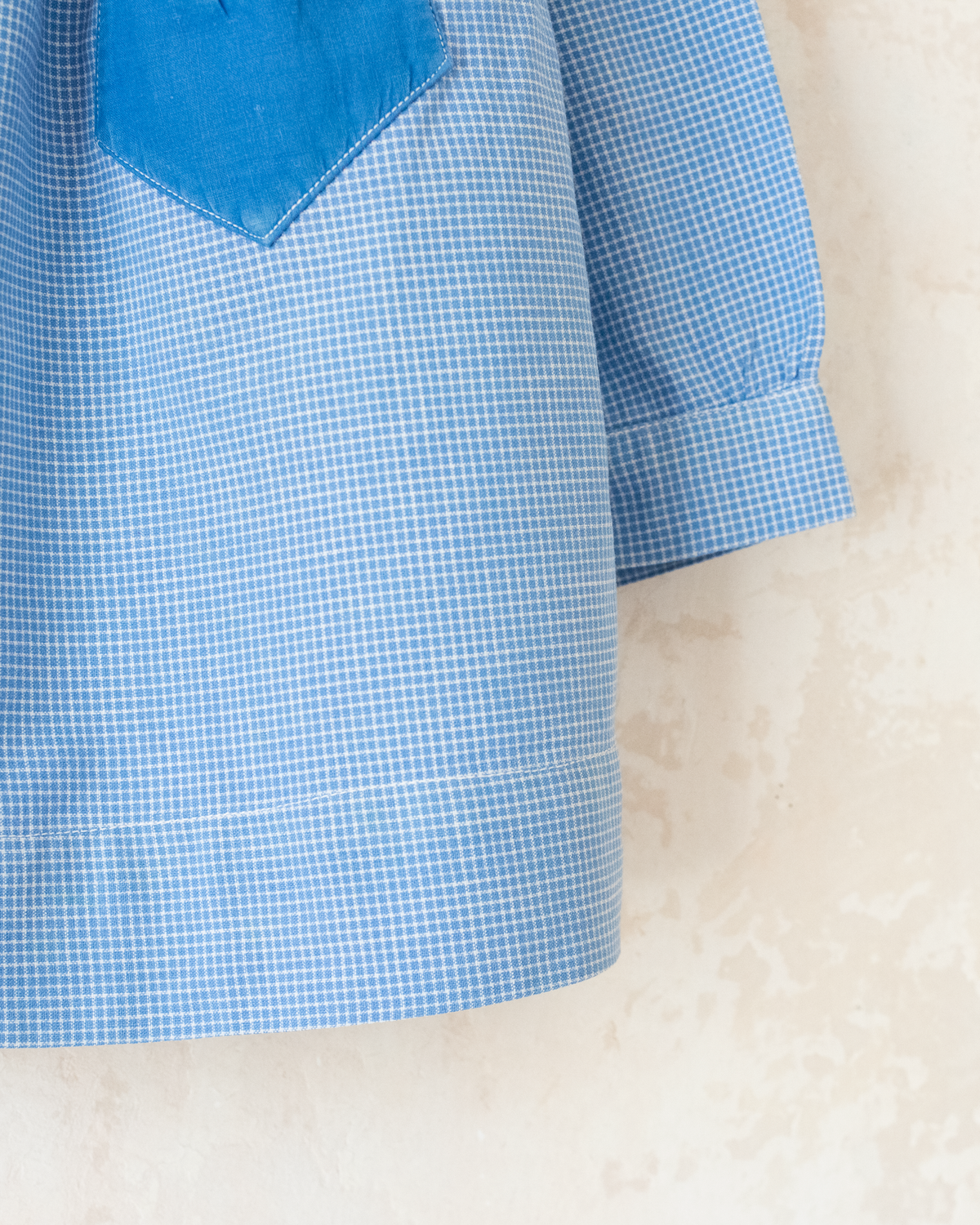 French Plaid Shirt with Collar and Embroidery | 2-3 Years