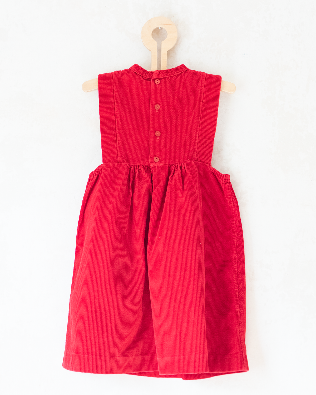 Red corduroy dress with checks | 6-7 years 