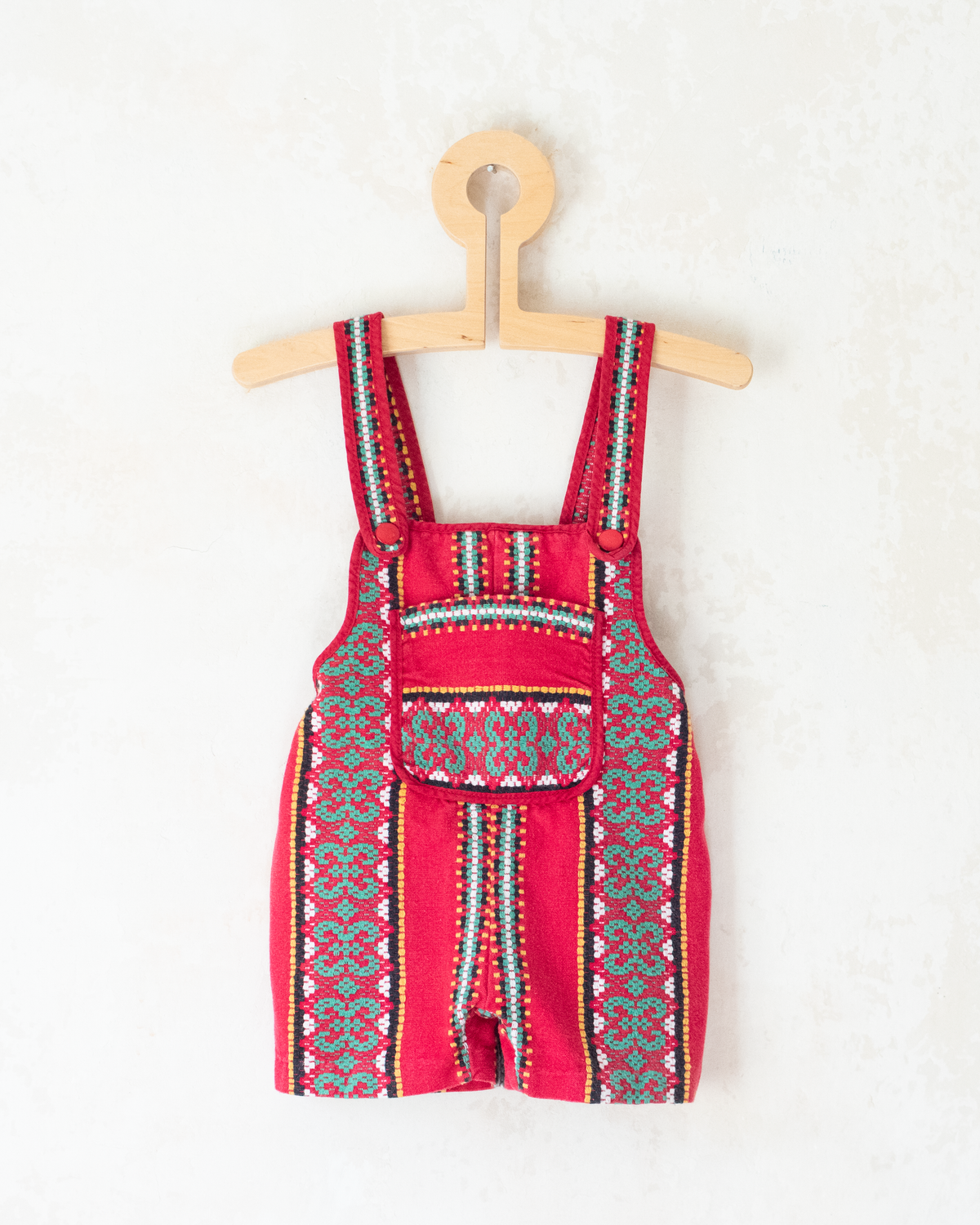 Red jumpsuit with colorful embroidery | 9-12 months