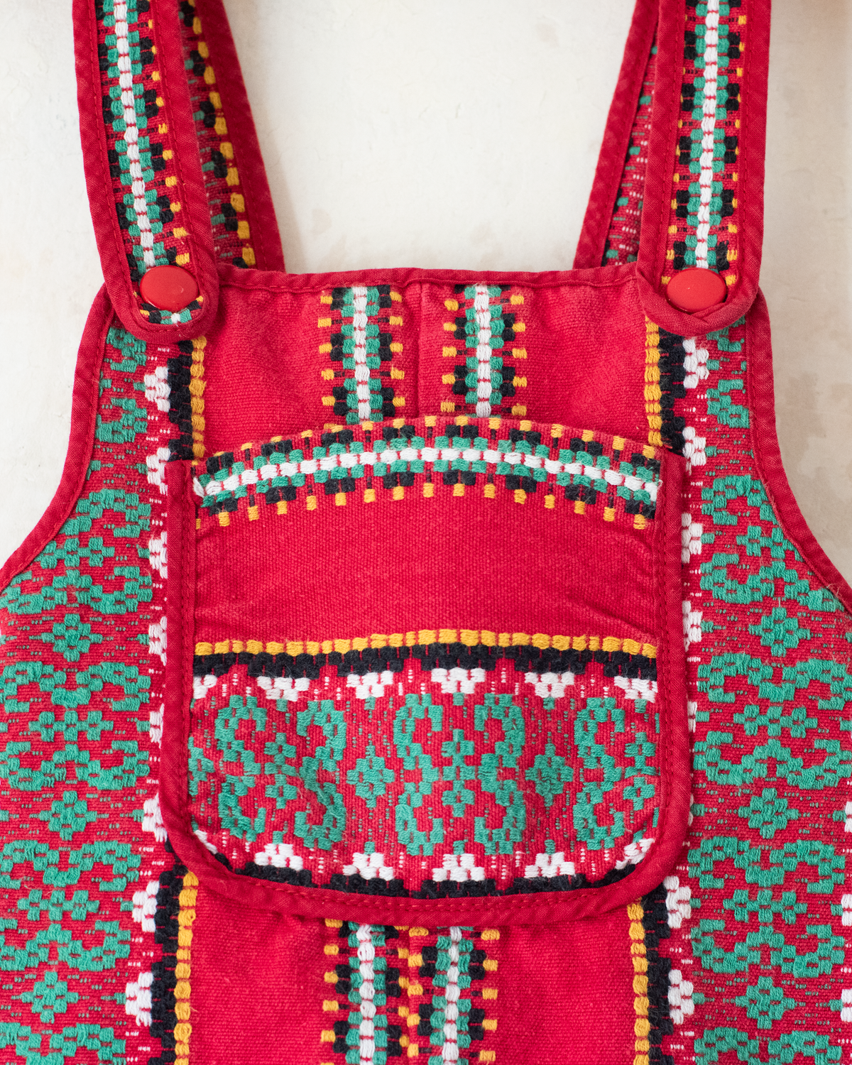 Red jumpsuit with colorful embroidery | 9-12 months
