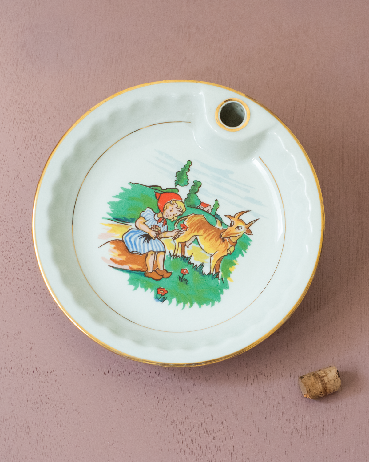 Porcelain porridge bowl | Girl and goat