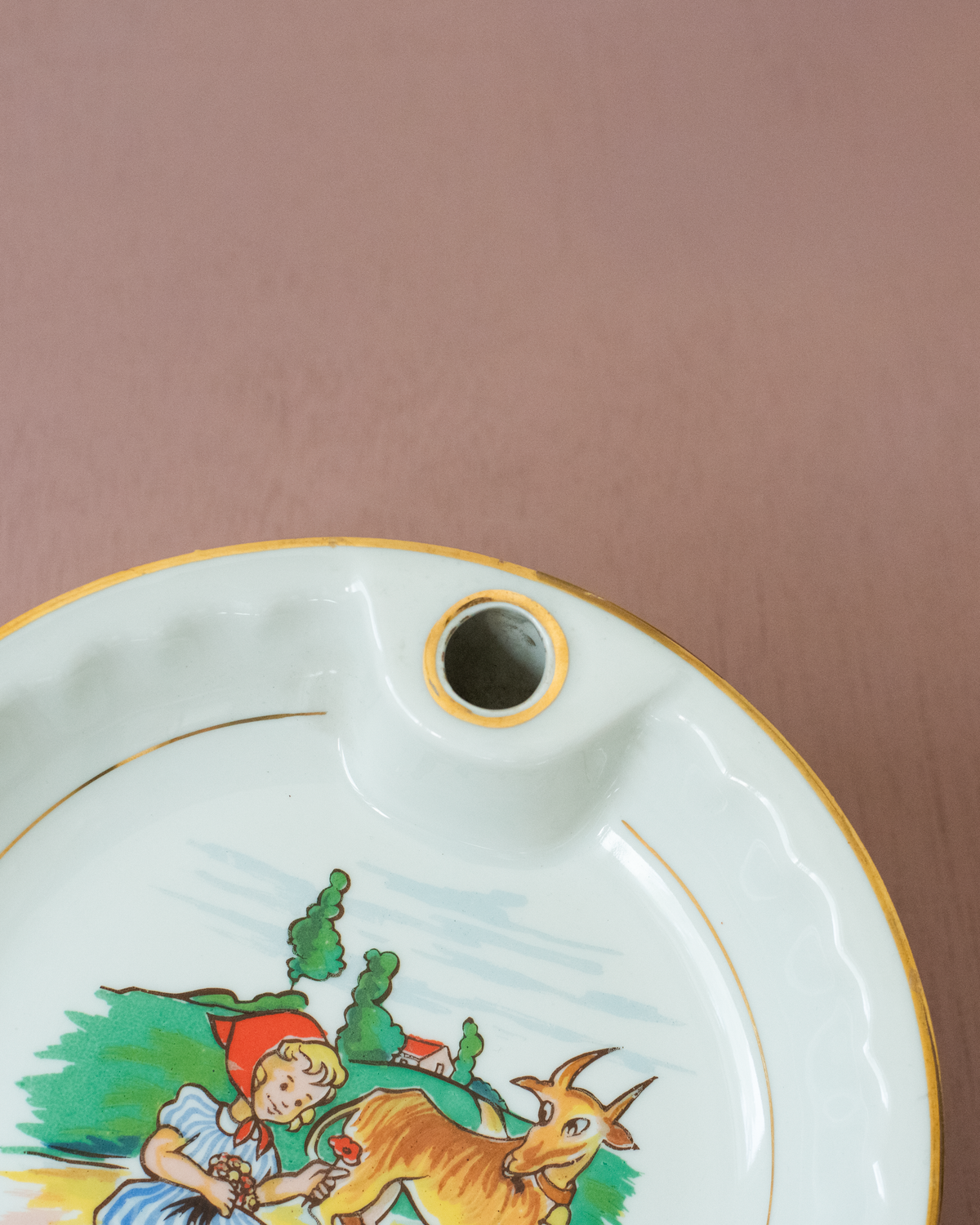Porcelain porridge bowl | Girl and goat