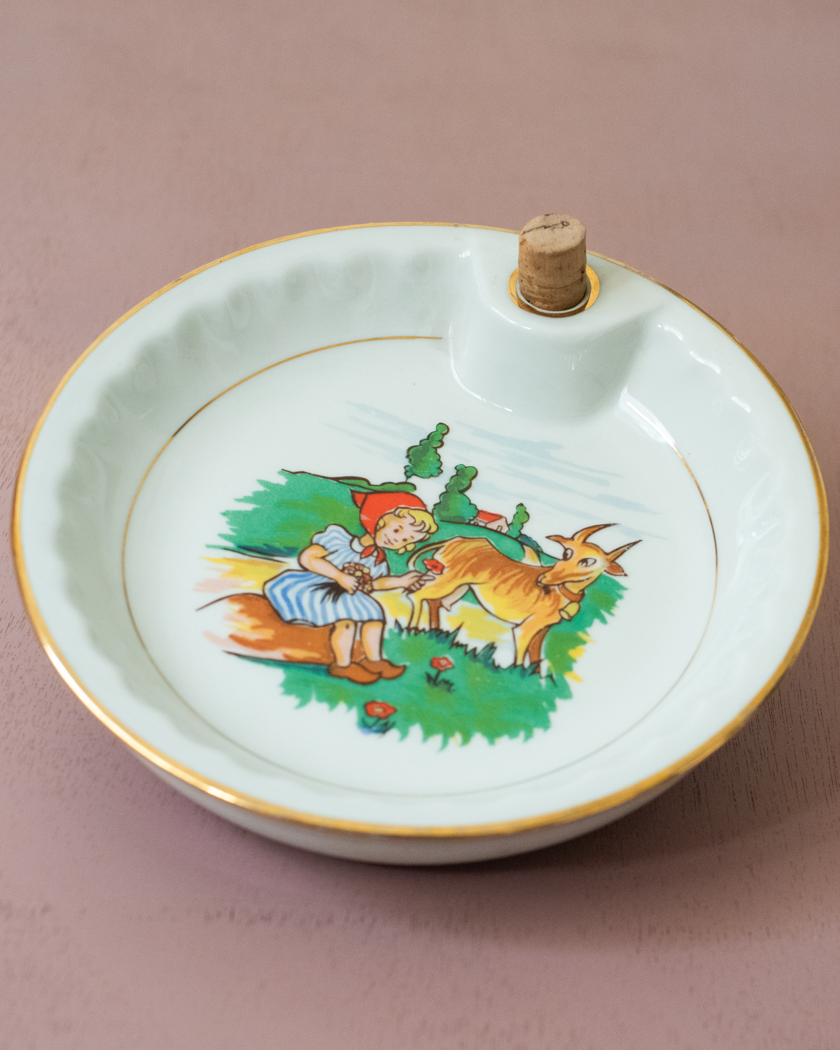 Porcelain porridge bowl | Girl and goat
