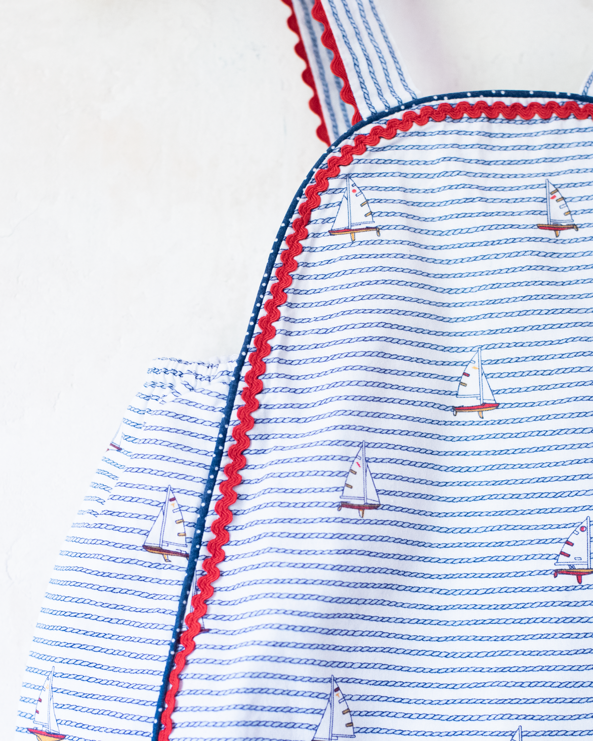 Romper with fishing ropes and sailboats | 6-9 months