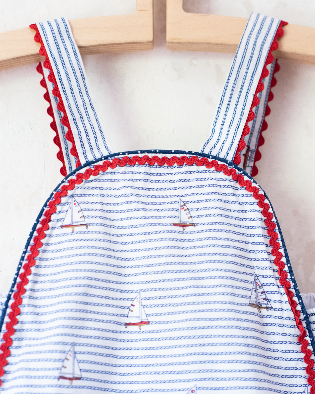 Romper with fishing ropes and sailboats | 6-9 months