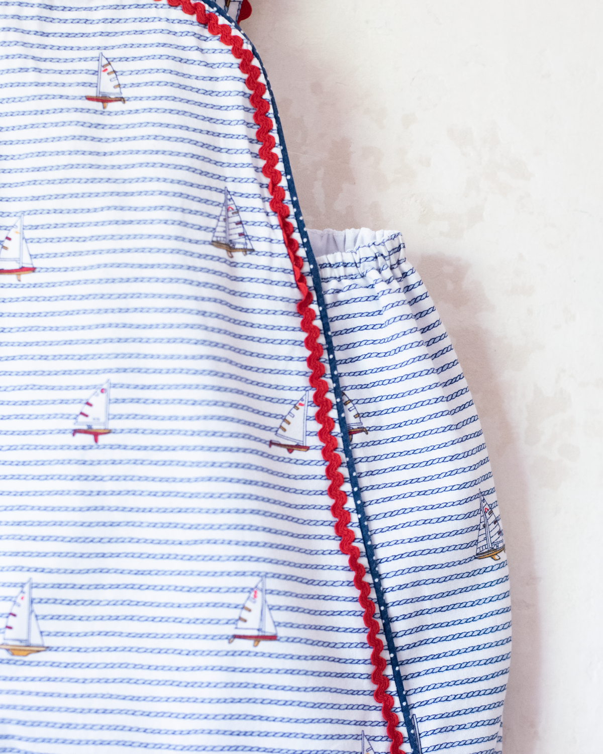 Romper with fishing ropes and sailboats | 6-9 months