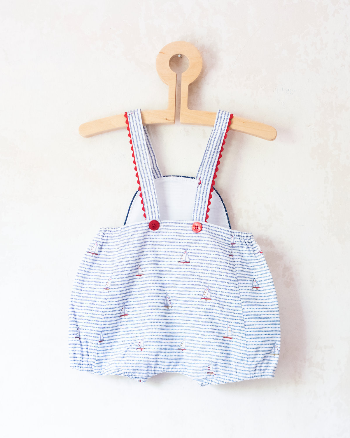 Romper with fishing ropes and sailboats | 6-9 months