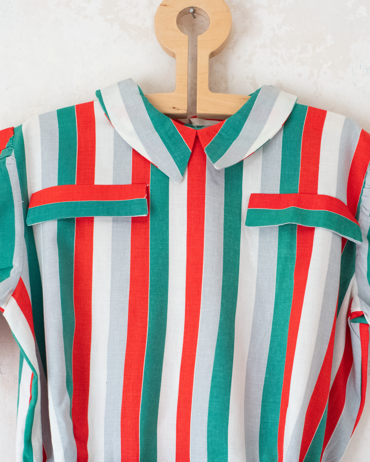 Striped colorful dress | French deadstock from the seventies | 9-10 years