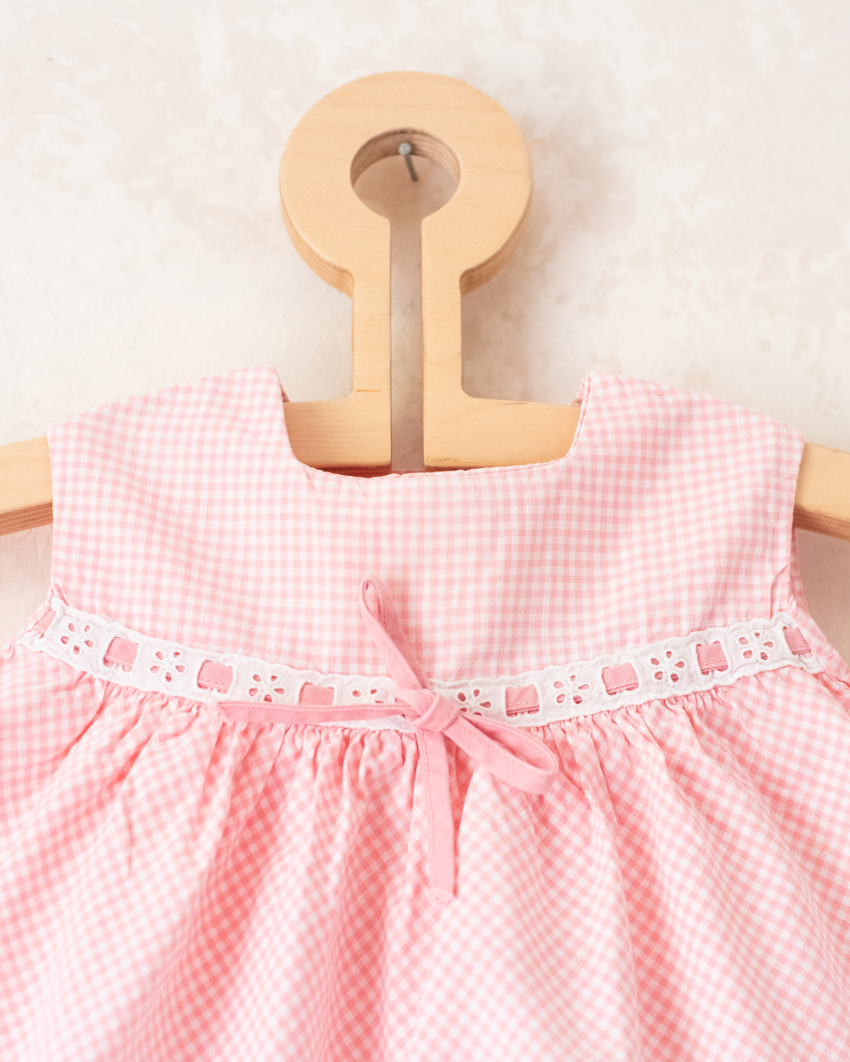 60s plaid dress with girl embroidery, ducks and flowers | 3-9 months