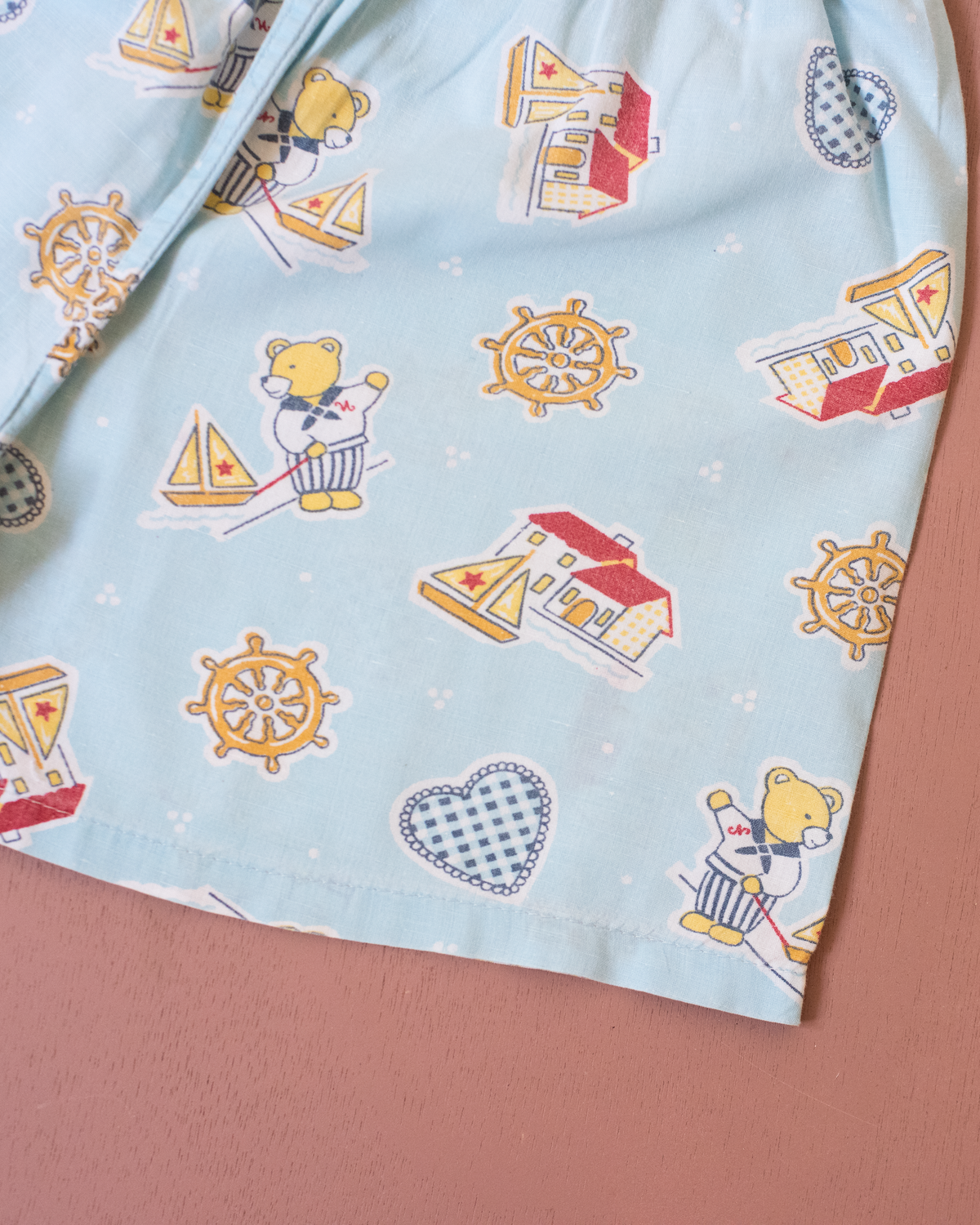 Light blue pajama pants with bear and sailor prints | 5-6 years