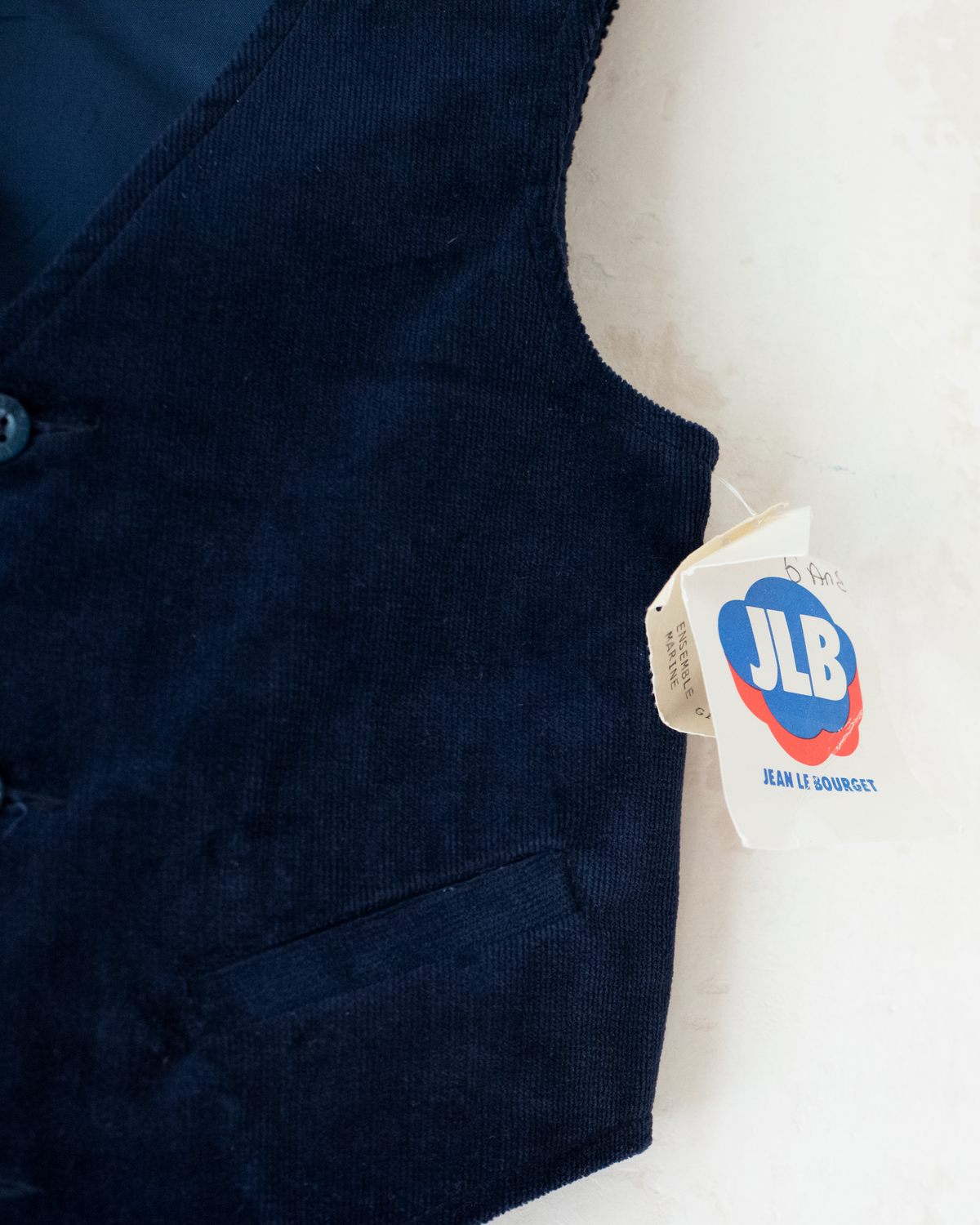 Vest and pants set from France in blue corduroy | 5-6 years