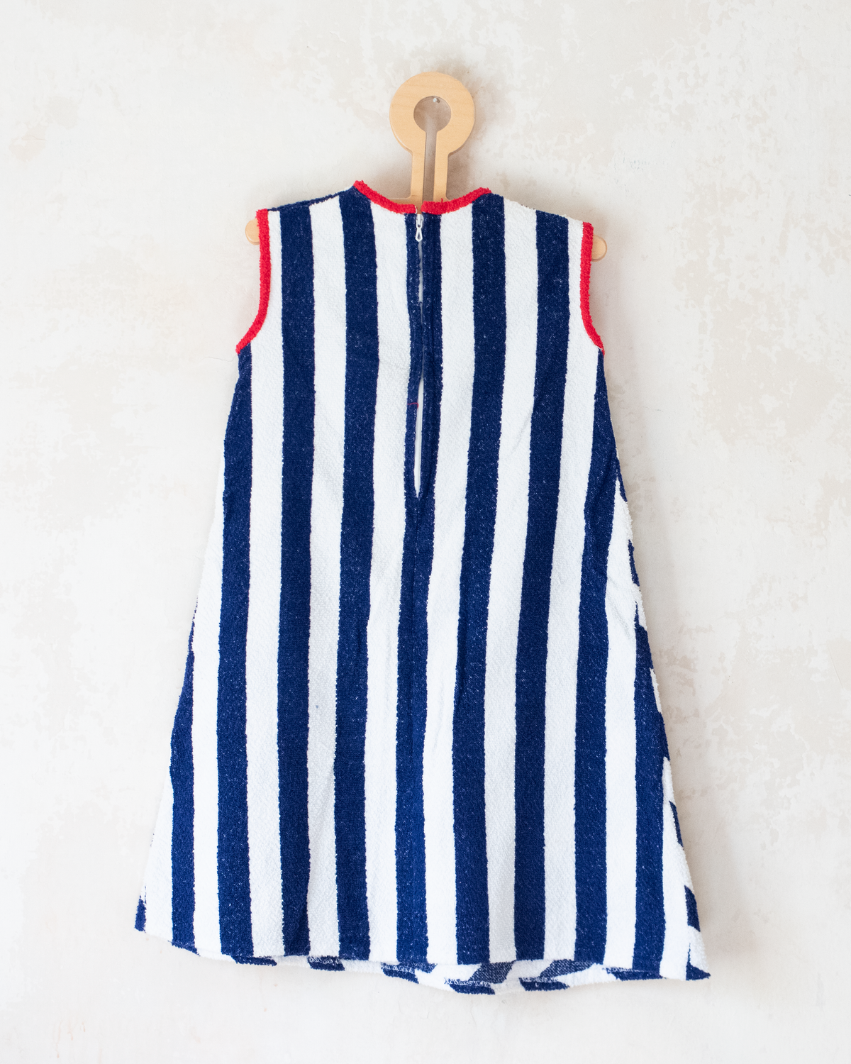 Terrycloth dress with stripes and an apple | French deadstock from the 70s | 6-7 years