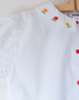 חולצה לבנה עם רקמות פרחים | 10-11 שנים
