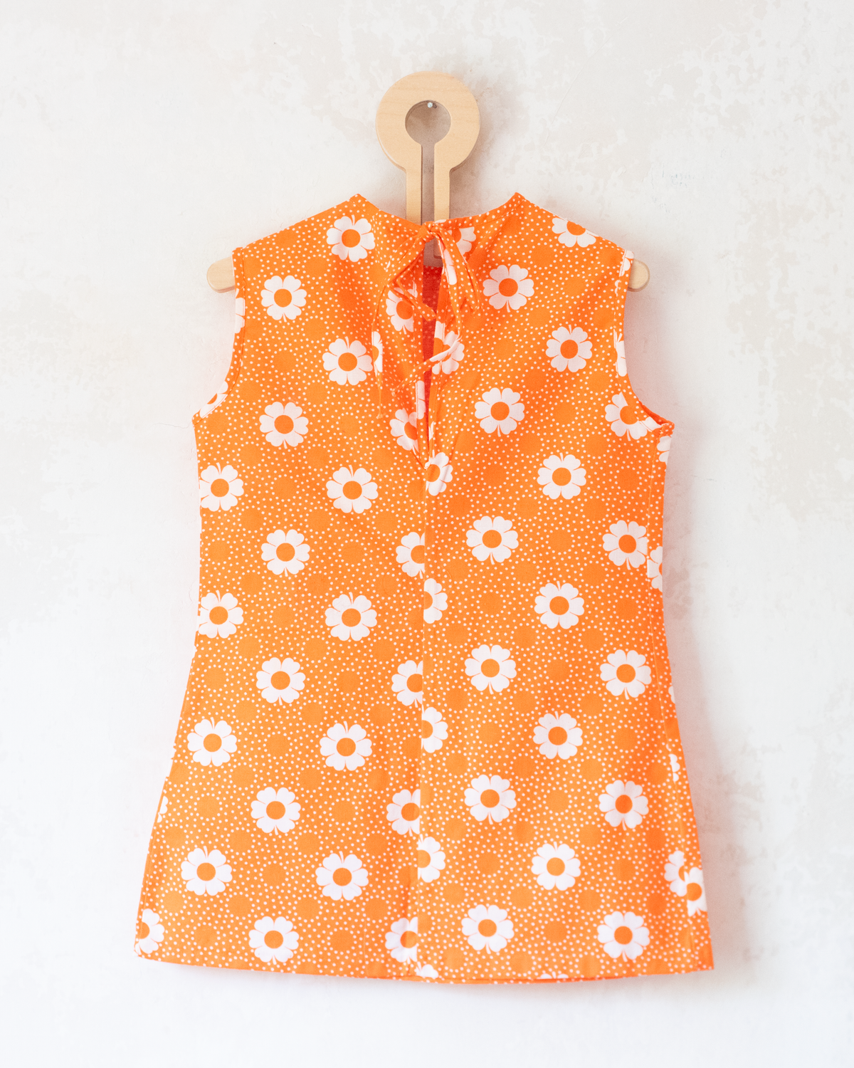 Orange dress with flowers from the 70s | 18-24 months