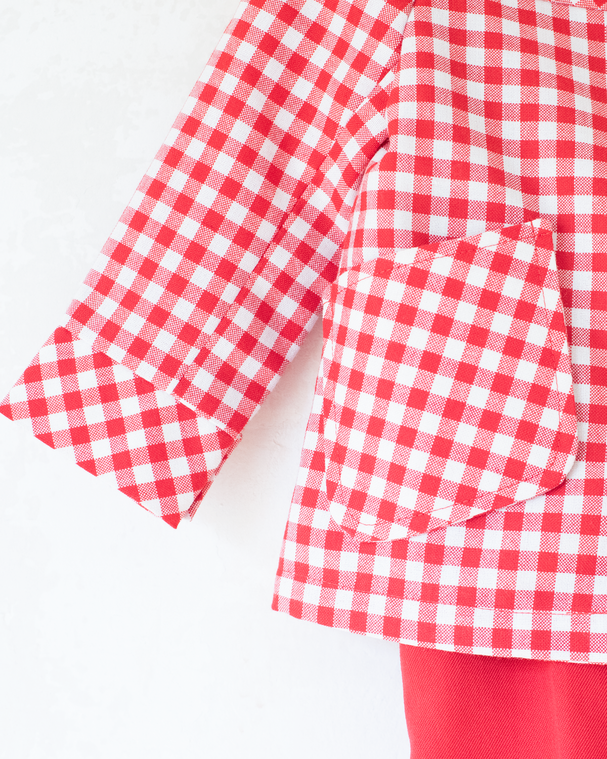 Red and Checkered Jacket and Pants | French Deadstock | 3-4 Years