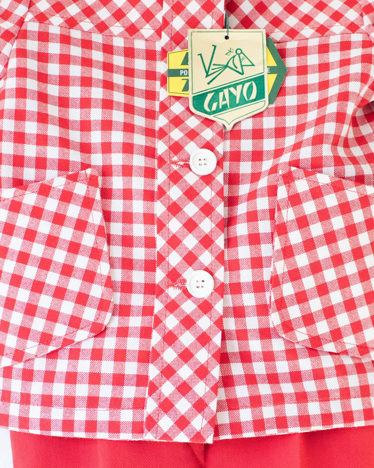 Red and Checkered Jacket and Pants | French Deadstock | 3-4 Years