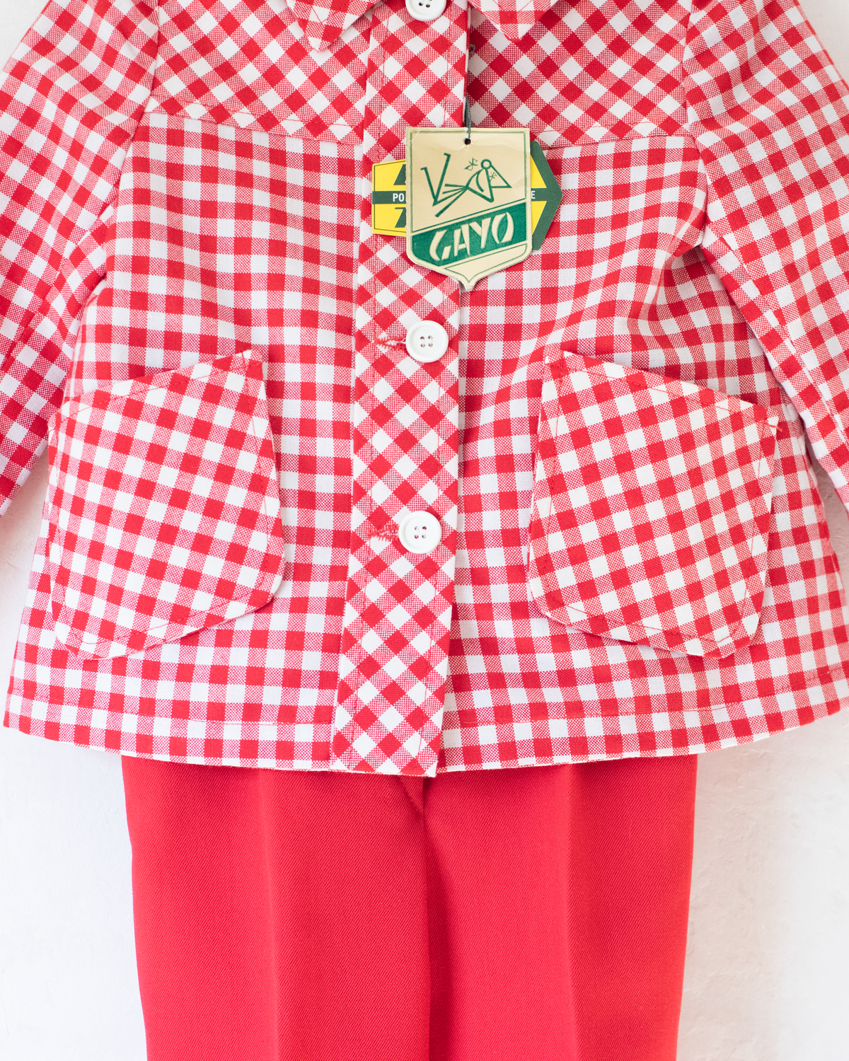 Red and Checkered Jacket and Pants | French Deadstock | 3-4 Years