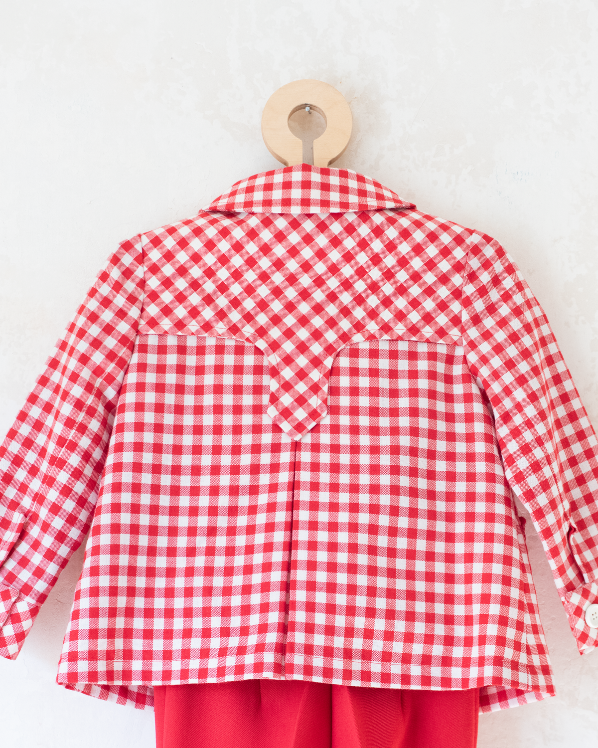 Red and Checkered Jacket and Pants | French Deadstock | 3-4 Years
