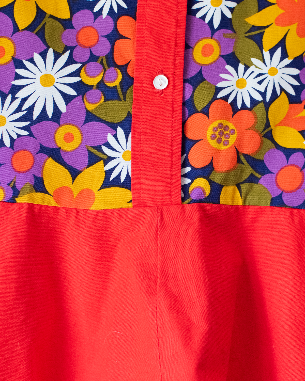 Red Floral Dress | French Deadstock from the Seventies | 18-24 Months