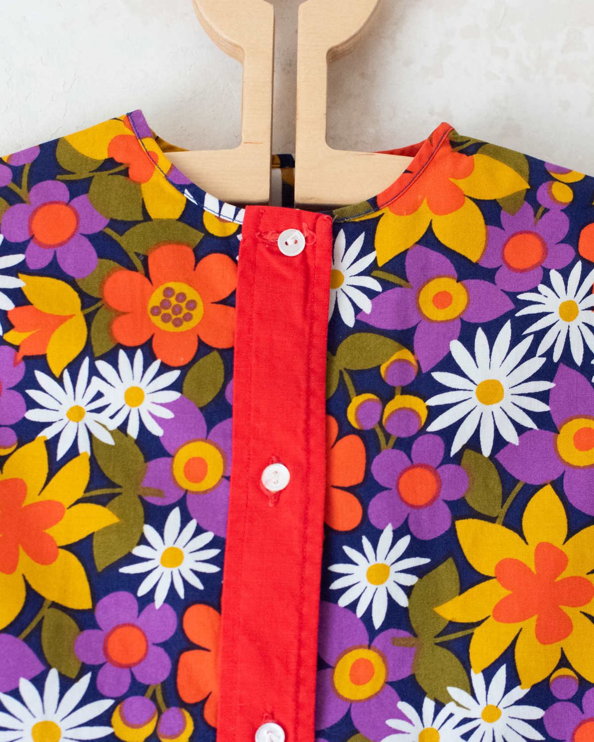 Red Floral Dress | French Deadstock from the Seventies | 18-24 Months
