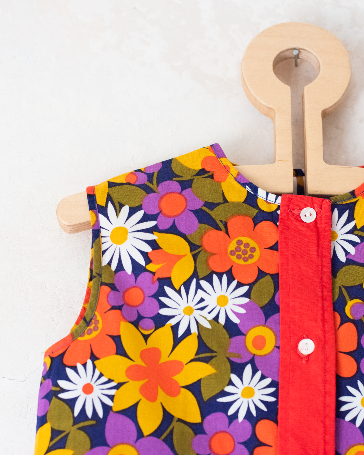 Red Floral Dress | French Deadstock from the Seventies | 18-24 Months