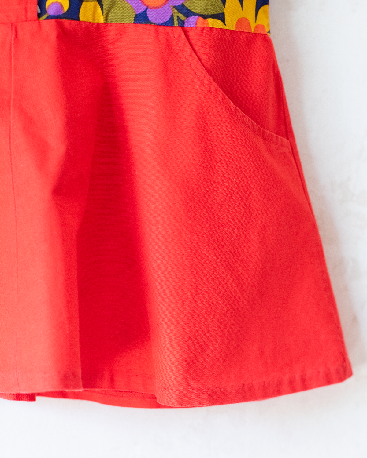 Red Floral Dress | French Deadstock from the Seventies | 18-24 Months