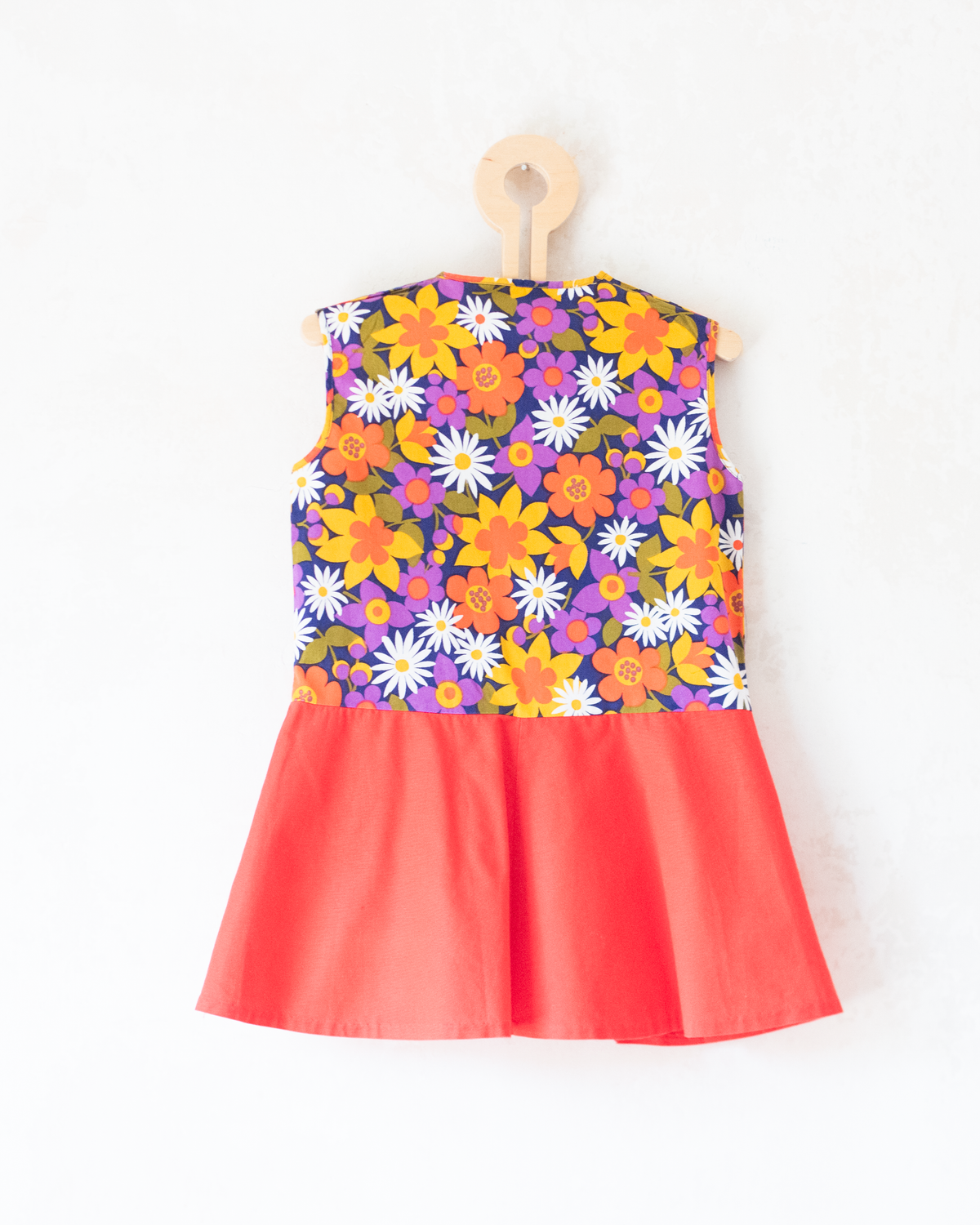Red Floral Dress | French Deadstock from the Seventies | 18-24 Months