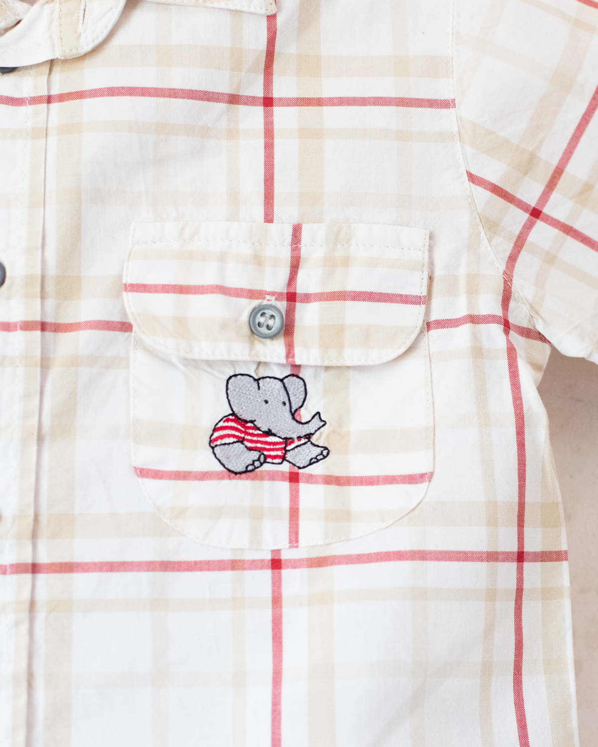 Plaid button-down shirt with King Bebar embroidery | 3-4 years