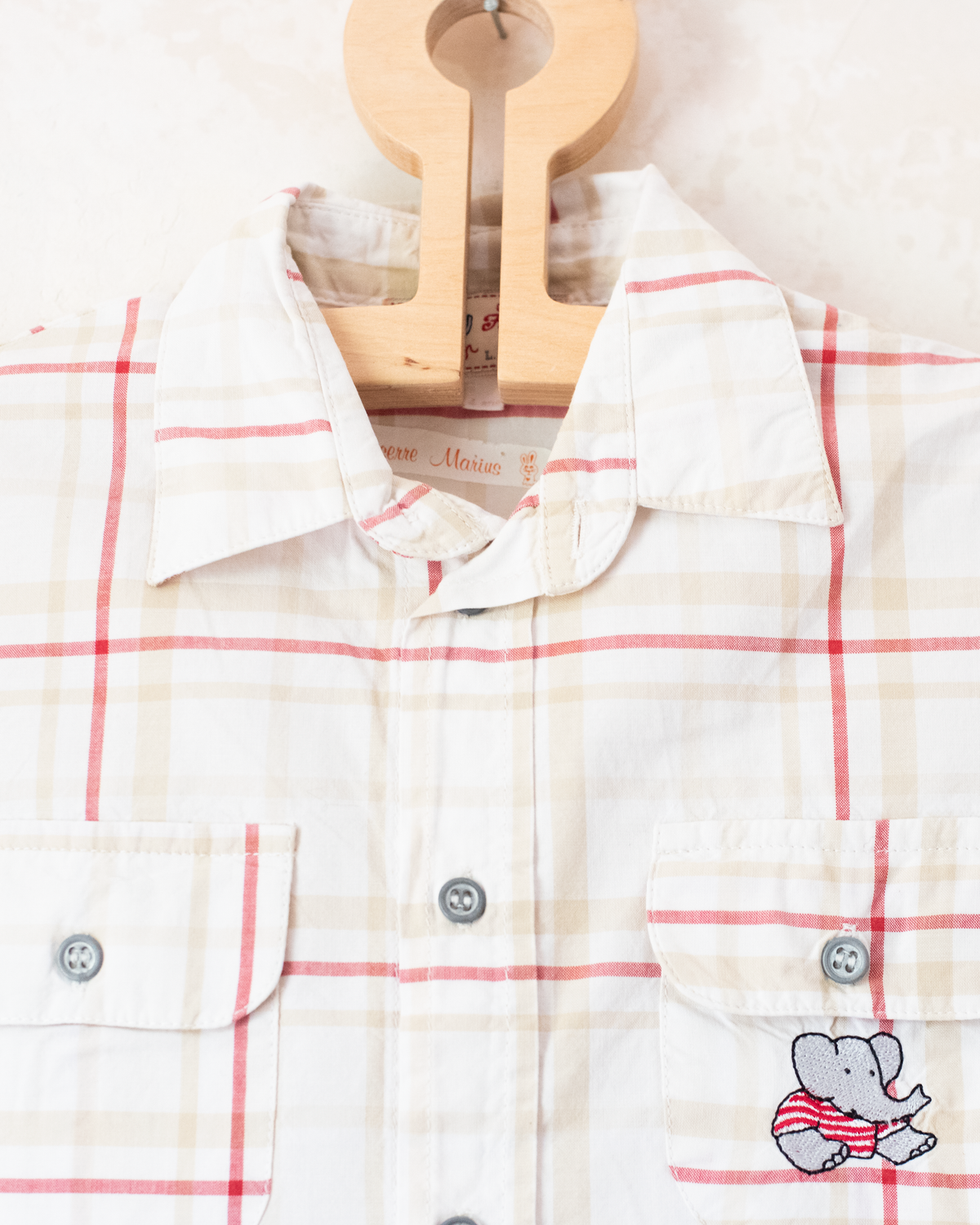 Plaid button-down shirt with King Bebar embroidery | 3-4 years
