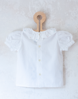 חולצה קצרה לבנה עם צווארון רקום מבית ז׳קאדי | 12-18 חודשים