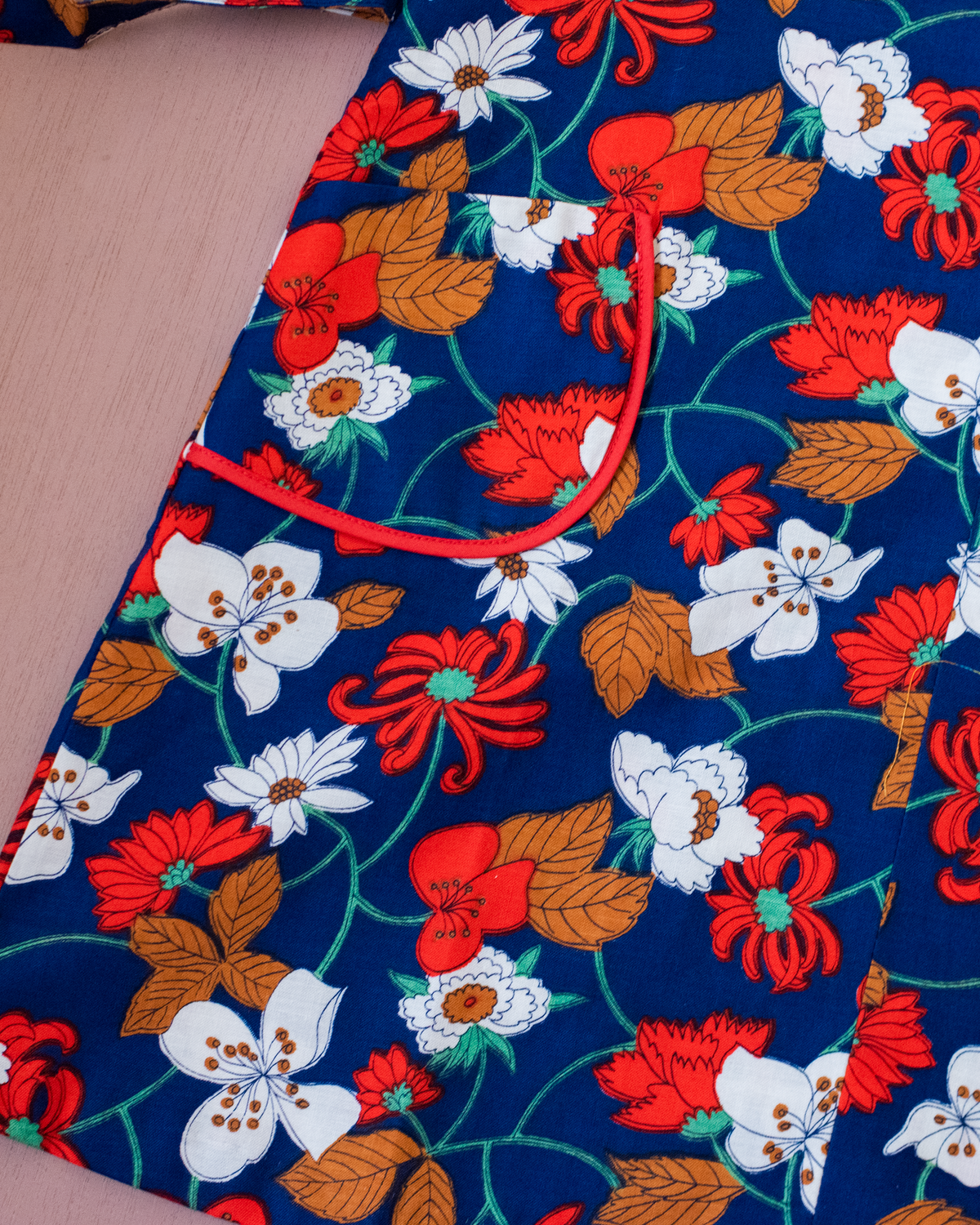 Blue Floral Dress | French Deadstock from the Seventies | 8-9 Years