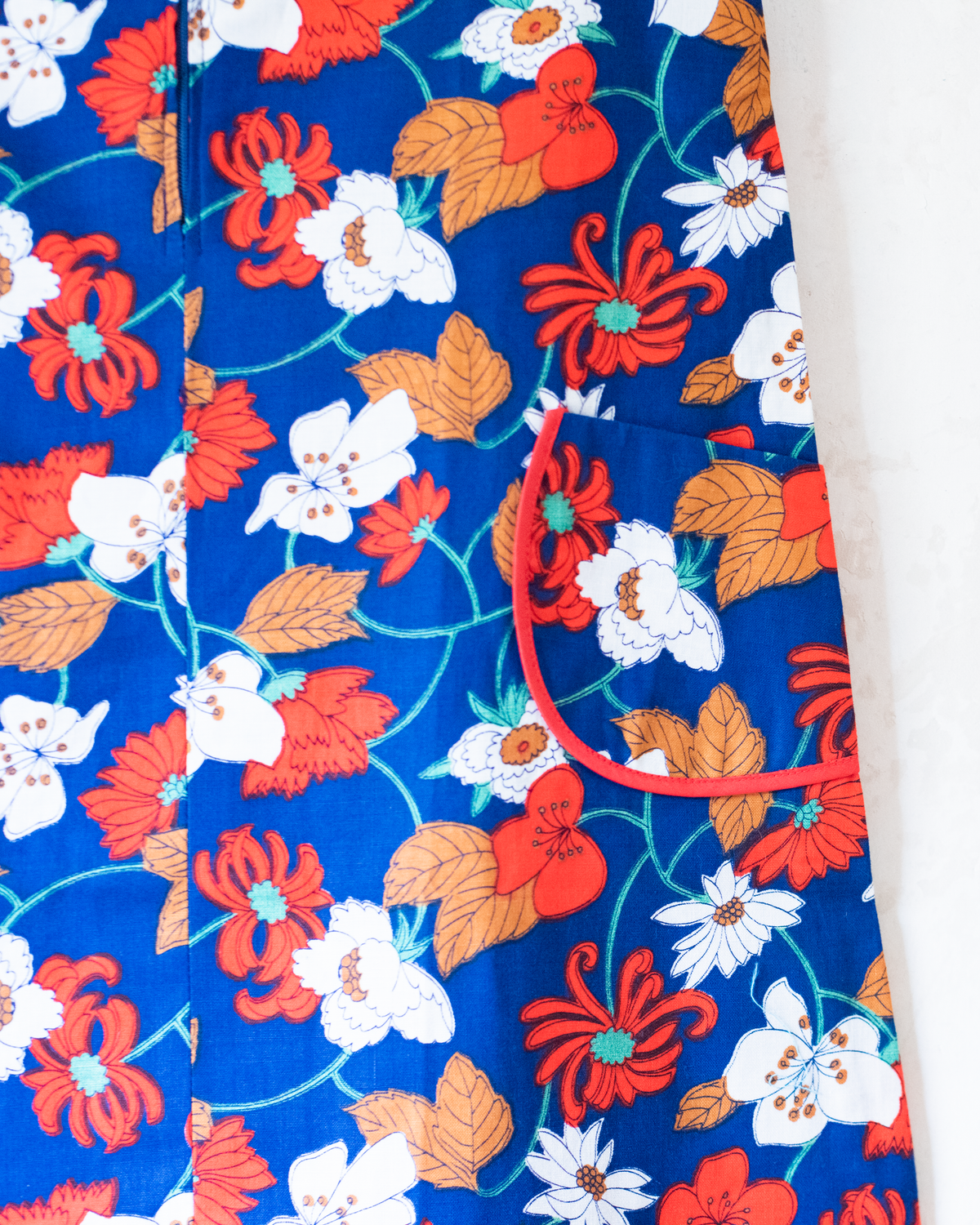 Blue Floral Dress | French Deadstock from the Seventies | 8-9 Years