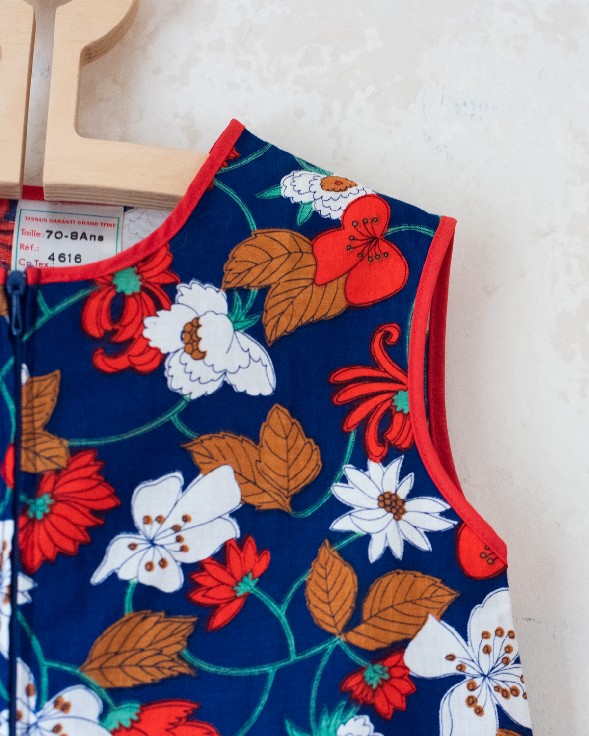 Blue Floral Dress | French Deadstock from the Seventies | 8-9 Years