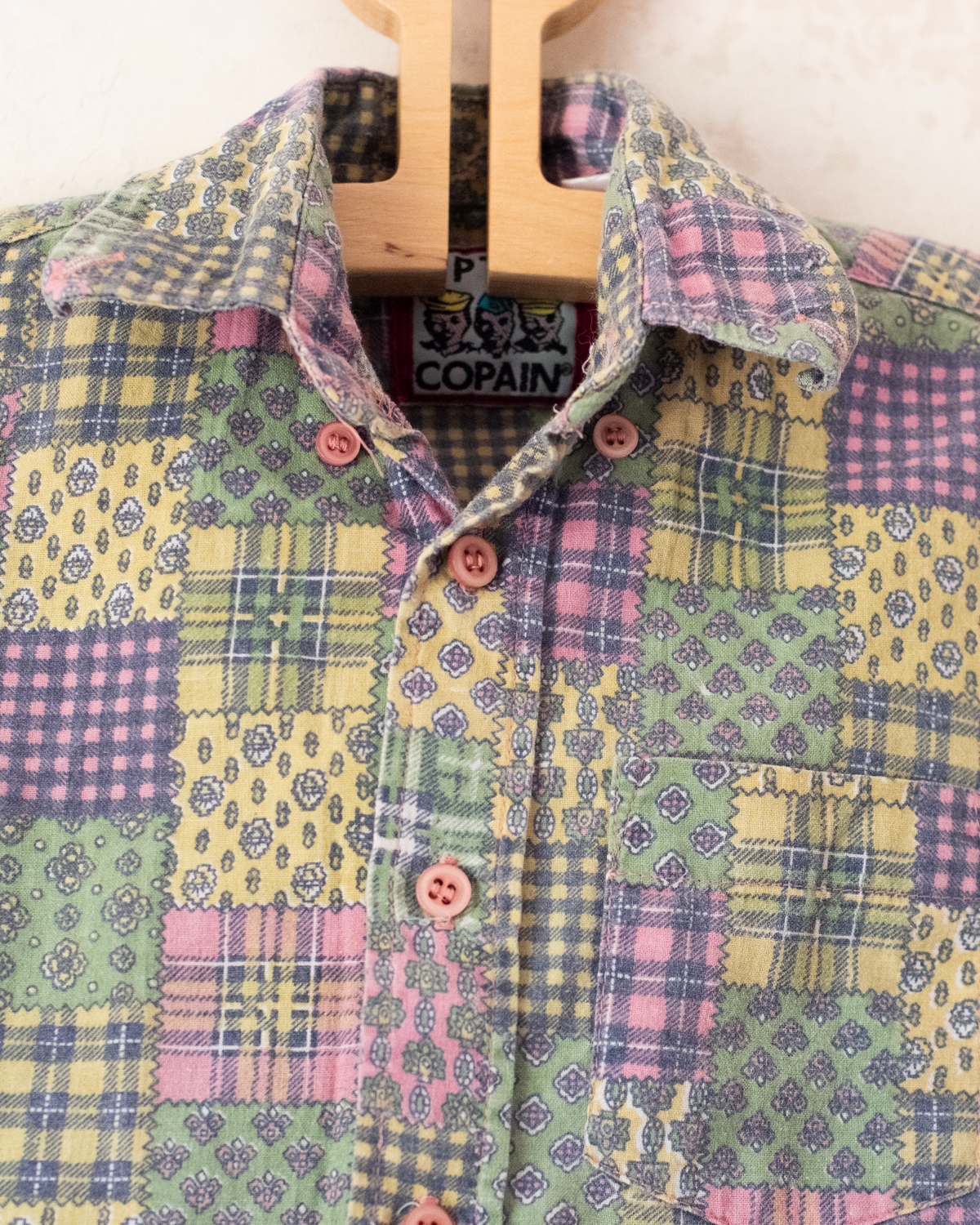 Nostalgic patchwork button-down shirt | 2-3 years