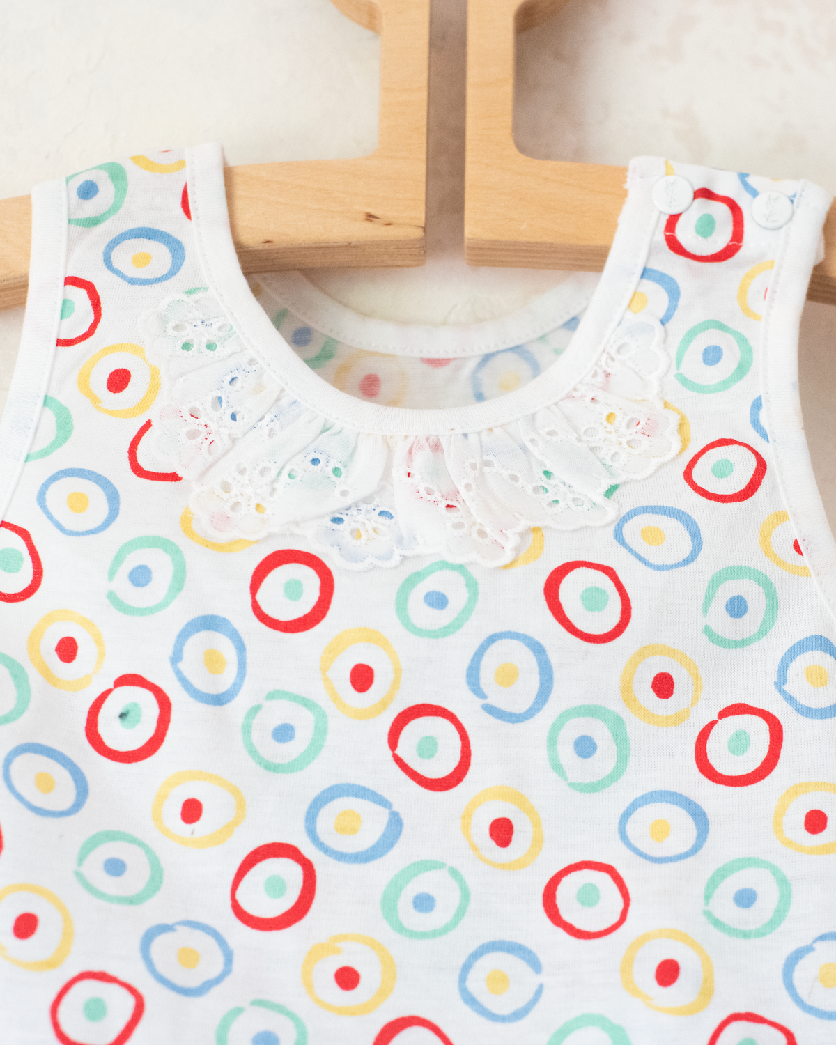 Set of colorful circles with white lace | 6-9 months