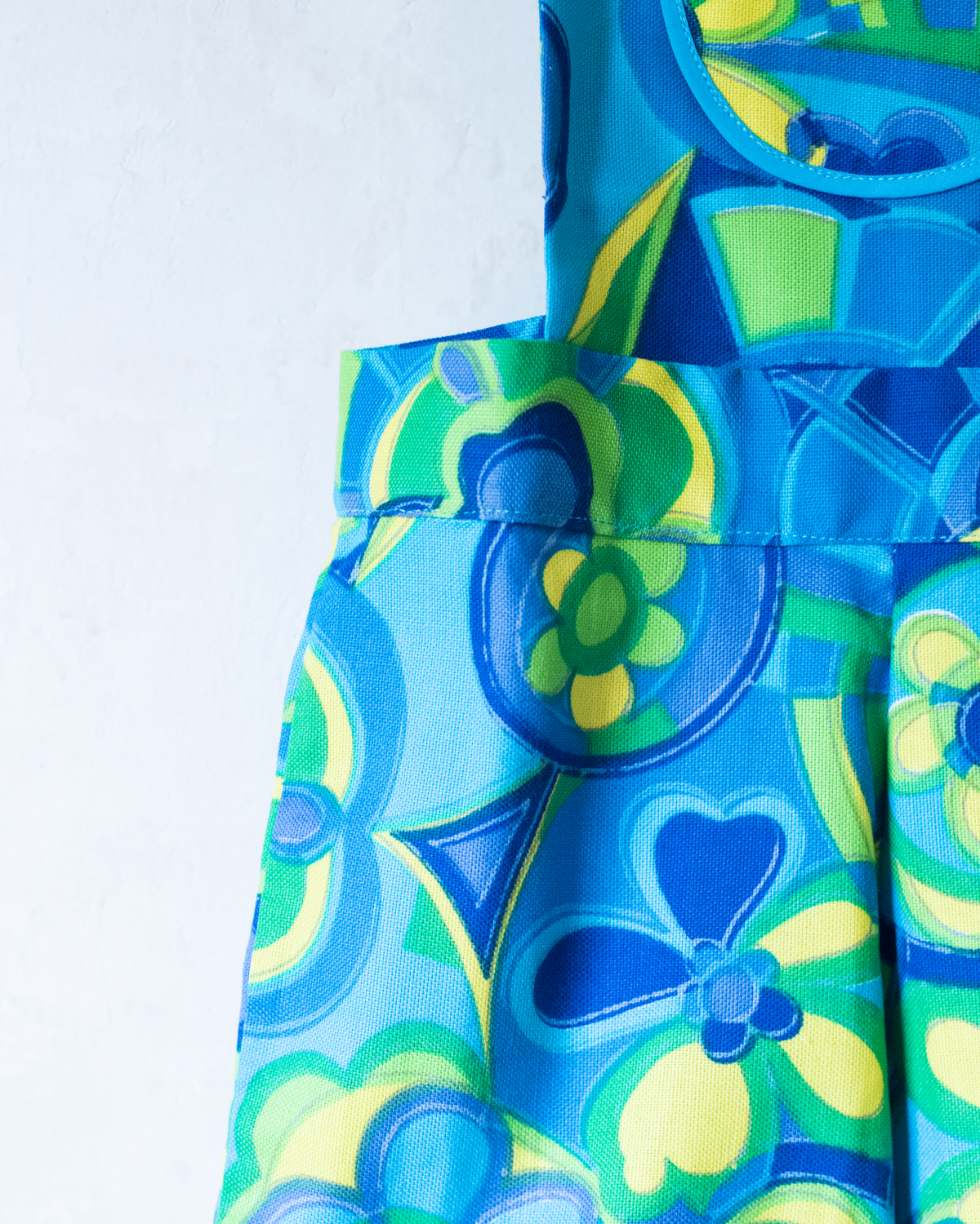 Colorful overalls in shades of turquoise and yellow | Dead stock from the seventies | 7-8 years