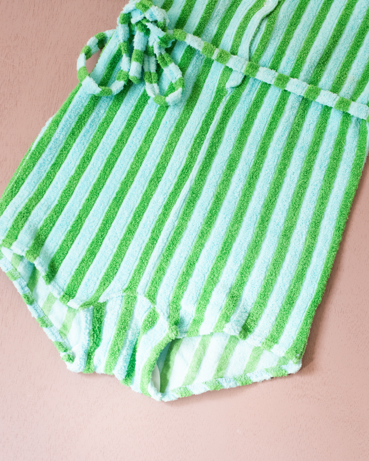 Towelling striped short romper | 8-9 years