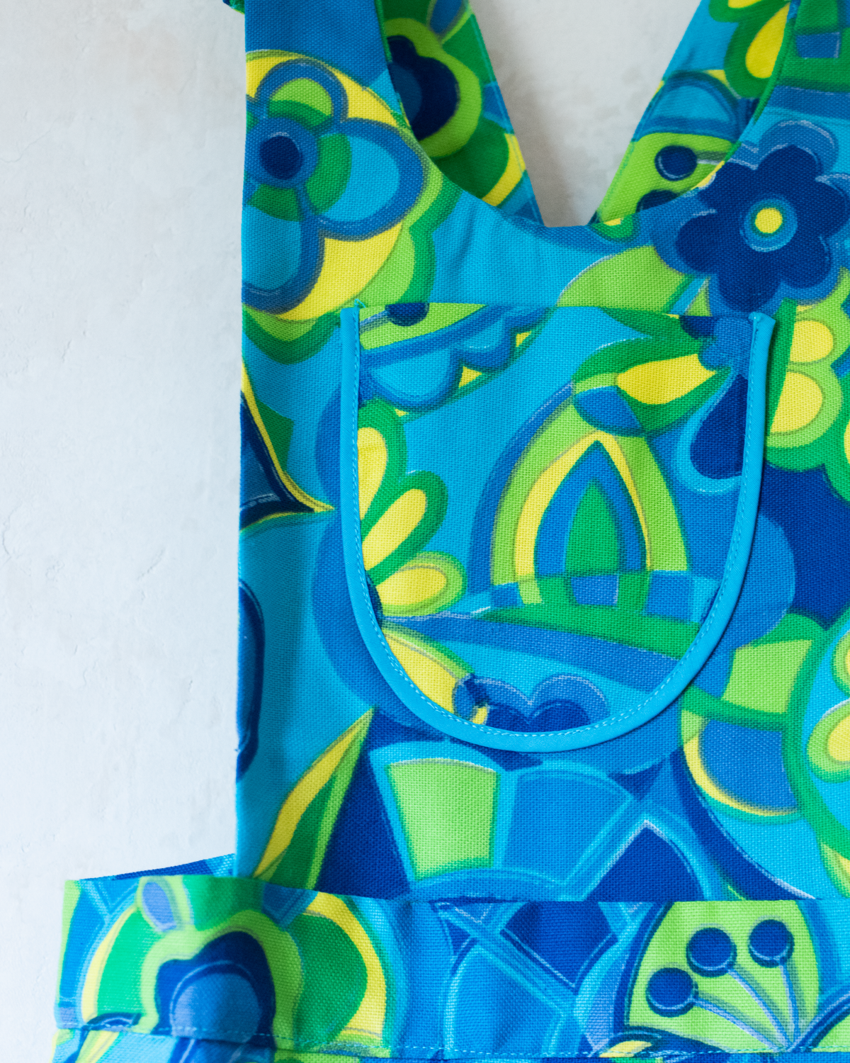 Colorful overalls in shades of turquoise and yellow | Dead stock from the seventies | 7-8 years