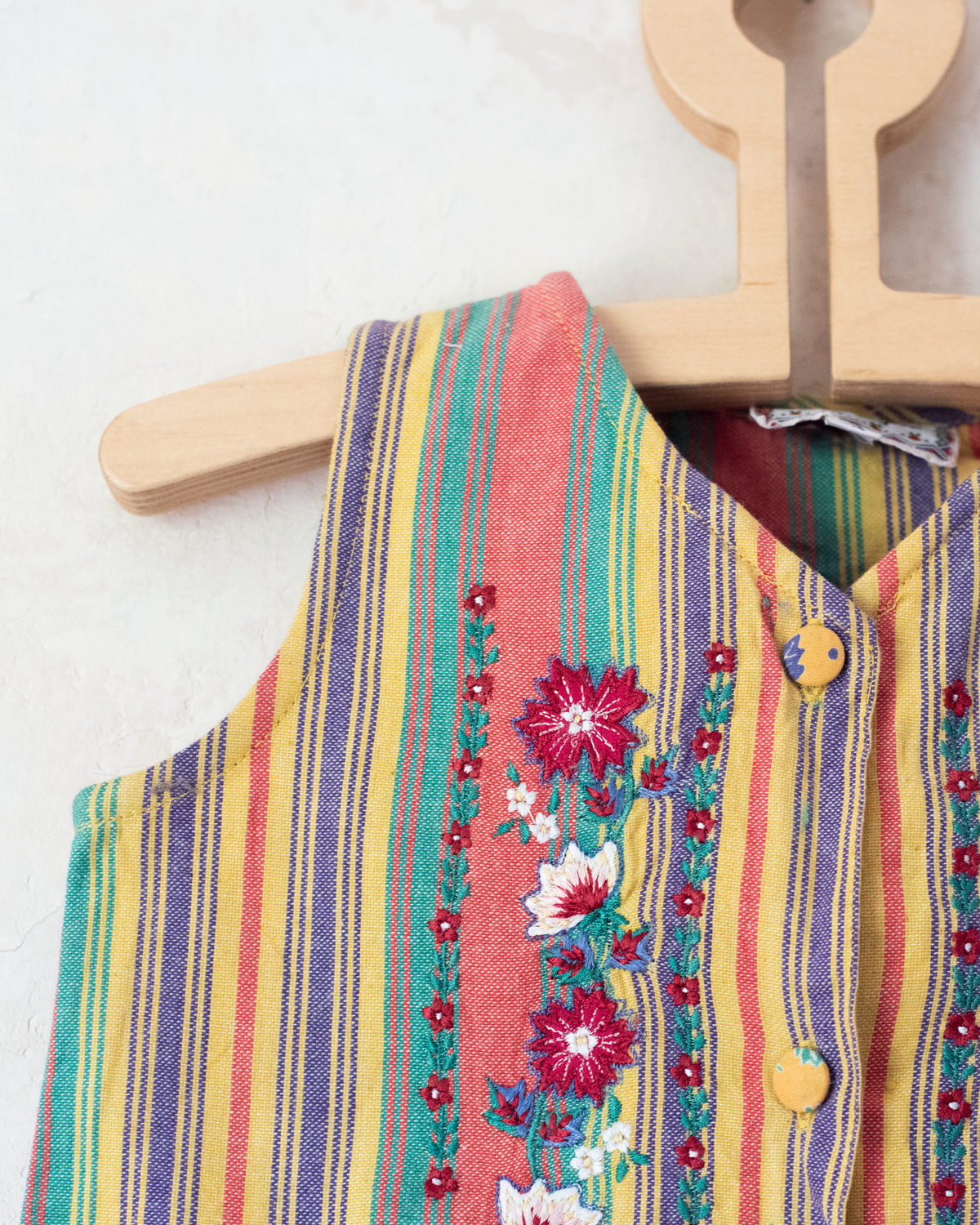 Cardigan with stripes and embroidered flowers | French dead stock | 9-12 months