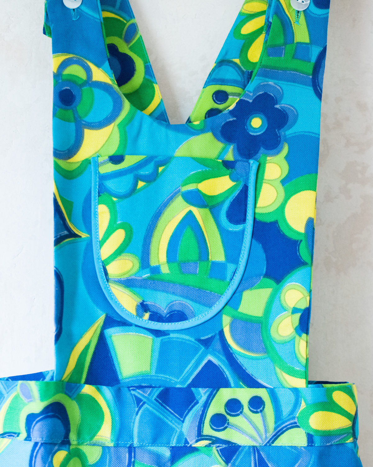 Colorful overalls in shades of turquoise and yellow | Dead stock from the seventies | 7-8 years