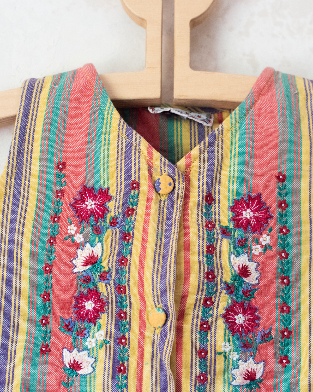 Cardigan with stripes and embroidered flowers | French dead stock | 9-12 months