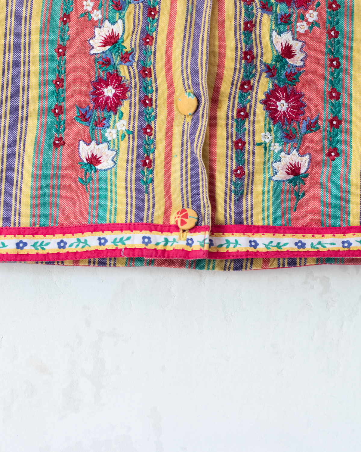 Cardigan with stripes and embroidered flowers | French dead stock | 9-12 months